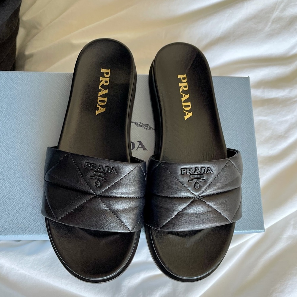 Prada Quilted Leather Slides
